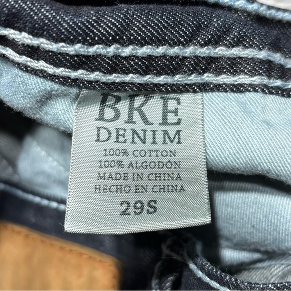 BKE Denim Jeans Mens 29 Short Fulton Button Fly Dark Embroidered Big Stitch - Picture 3 of 6